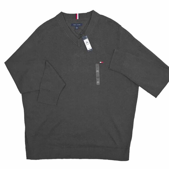 NEW Tommy Hilfiger Syracuse Sweater! Gray V Neck Rare Big & Tall Sizes Cotton - Picture 2 of 4